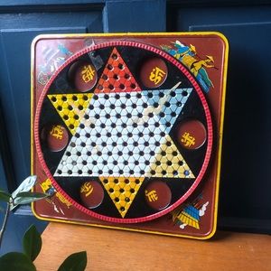 Antique Chinese Checkers Board Game